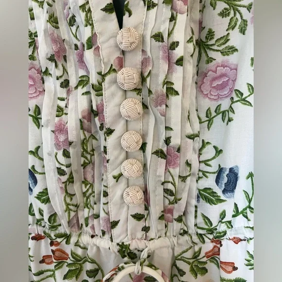 Farm Rio Folk Floral Lace Midi Dress White Sz extra small - Picture 8 of 16